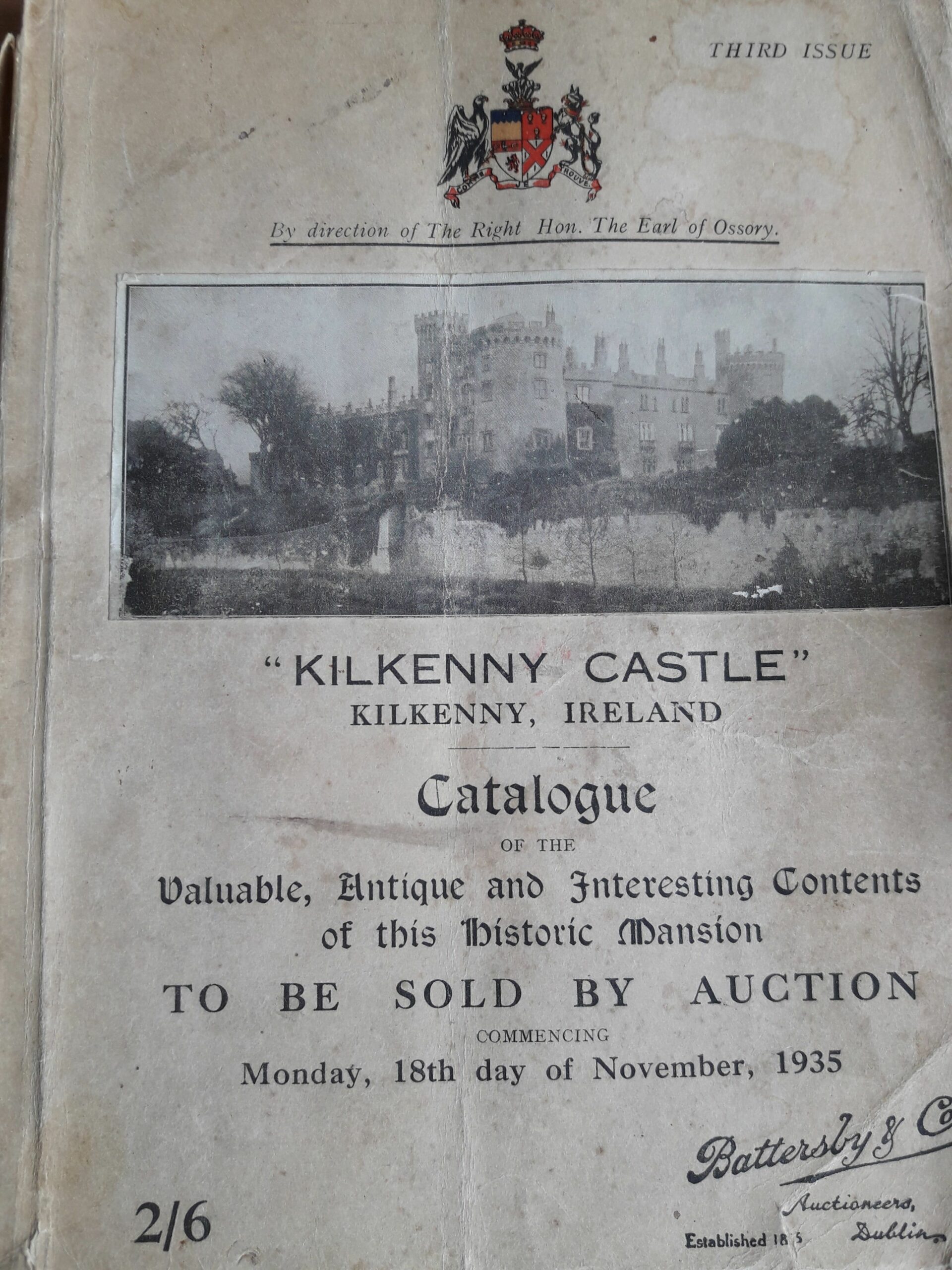 Front cover of 1935 Kilkenny Castle auction book