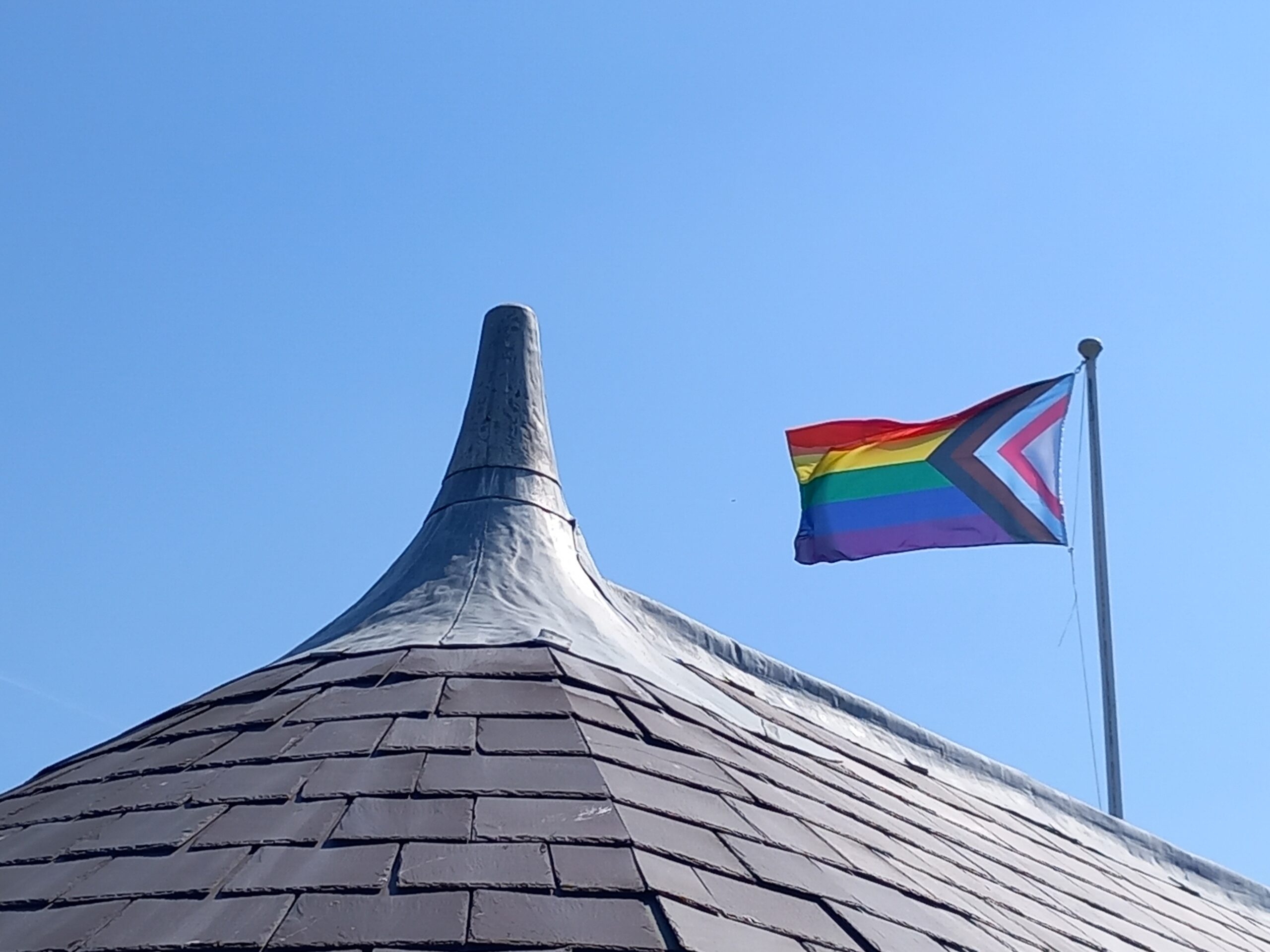Pride flag flying at the top of Kilkenny Castle.